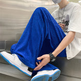 Hearujoy Summer Ice Silk Pants Men Fashion Oversized Wide Leg Pants Men Japanese Streetwear Hip Hop Loose Pleated Pants Mens Trousers